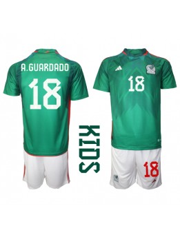 Mexiko Andres Guardado #18 Replika Hemmakläder Barn VM 2022 Kortärmad (+ byxor)